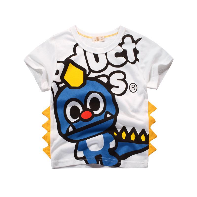 

Футболка с динозавром в корейском стиле для мальчиков - коллекция лето 2025 90 cm