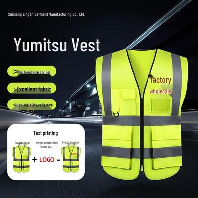 Multi-Pocket Reflective Vest for Sanitation & Construction with Printing