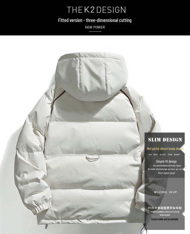 Winter 2025 Men's Trendy Hooded Down Jacket - Fashionable Loose Fit with New Logo, 90% White Duck Down