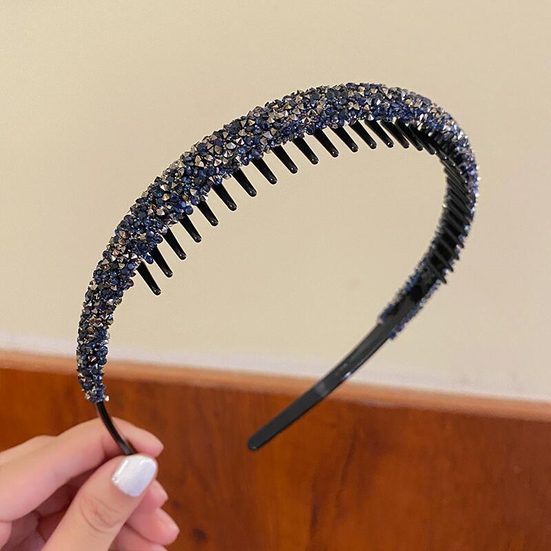 With Toothed Style Diamond Hair Hoop Non Slip Cute Plastic Rhinestone Headband Make Up Face Wash Hairband