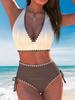 European and American Women's Bikini Swimsuit Popular Color Matching Fashionable Sexy Backless Vacation Beach Hot Spring New