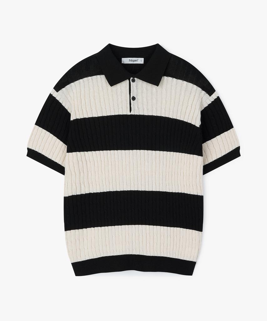 POLYGRAM Preppy Striped Collared Short Sleeve Knit - 5 Colors