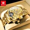 OLEVS 9910 Watch For Men Luxury Waterproof Mechanical Man Watch Stainless Steel Hollow Skeleton Calendar Automatic Hand Clock