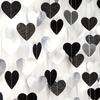 Black White-Silver Party-Decoration Heart Garland - 52ft 21st Men Birthday New Years Eve Hanging Backdrop Streamers,Graduation Engagement Wedding