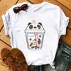 Funny Retro Casual Women's T-shirt Cute Women's Street Wear Panda Pattern Round Neck Short-sleeved Fashion Tea Print Aesthetic Clothing