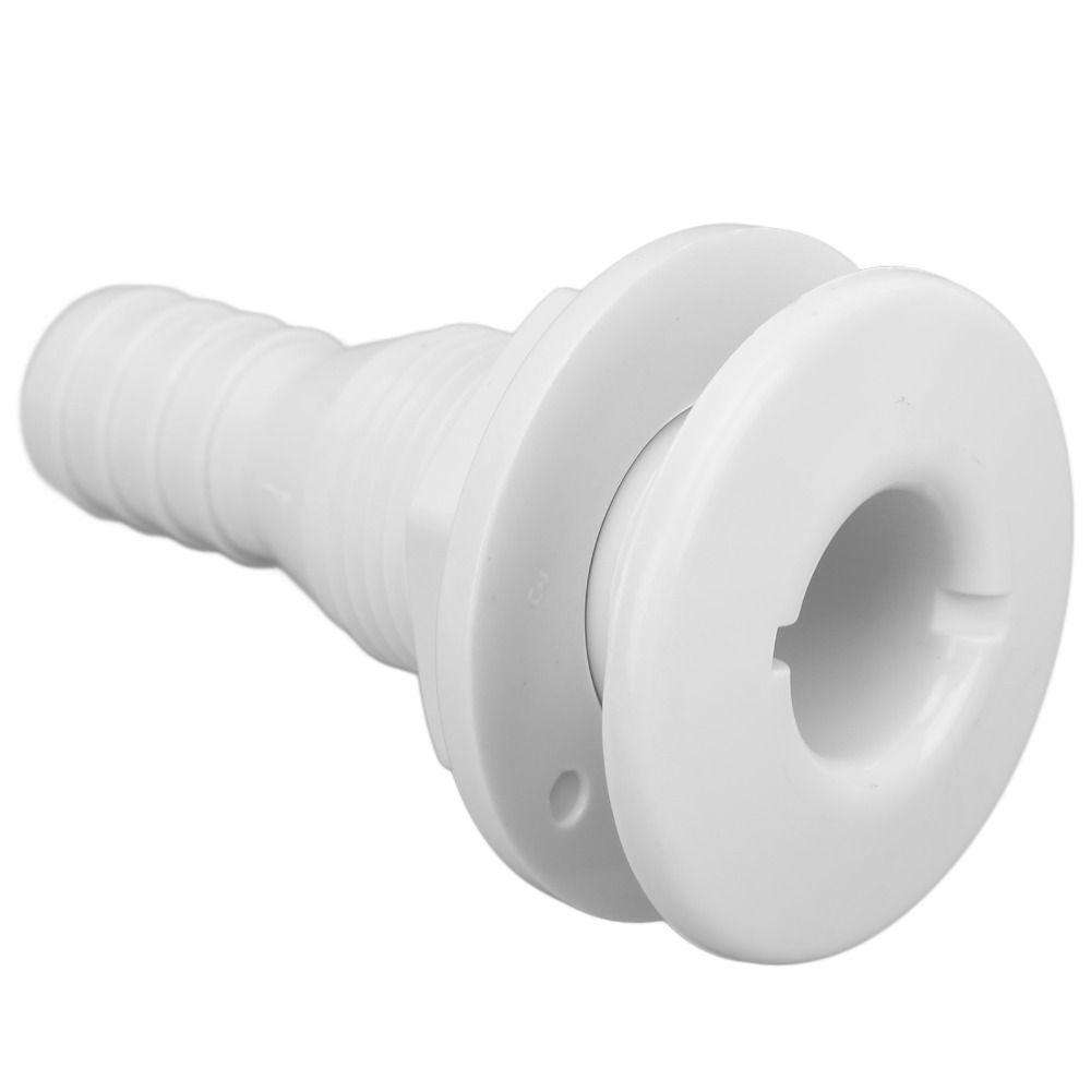 White Injection Molded Polypropylene Thru Hull Fitting Hose Coupling  Boat Drainage