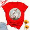 Vintage Watercolor Easter Bunny Tshirt White Rabbit With Pink Egg Wildflower Graphic Rustic Aesthetic Festive Casual Tshirt