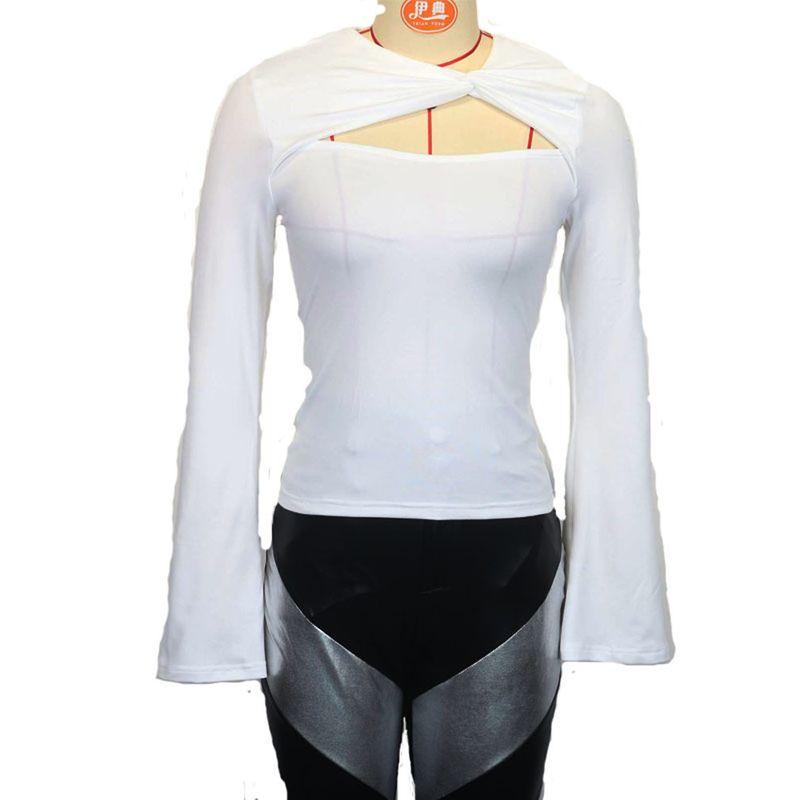 INS Trendy Double-Layer Collar Spring & Fall New Cut Out Fake Two-Piece Silm Slim Looking Micro-Pull Long Sleeves Women's T-shirt T-shirt