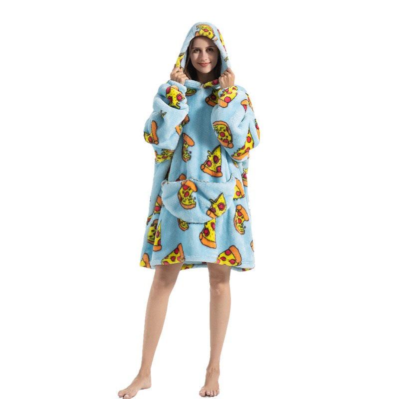 Cozy Autumn/Winter Pumpkin Blanket Sweatshirt: Thick Cotton Velvet Bathrobe for Indoor and Outdoor Warmth