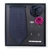 Tie Men'S Trend Net Color Striped Cashew Nut Tie 6-Piece Gift Box Square Scarf Tie Clip Corsage Set