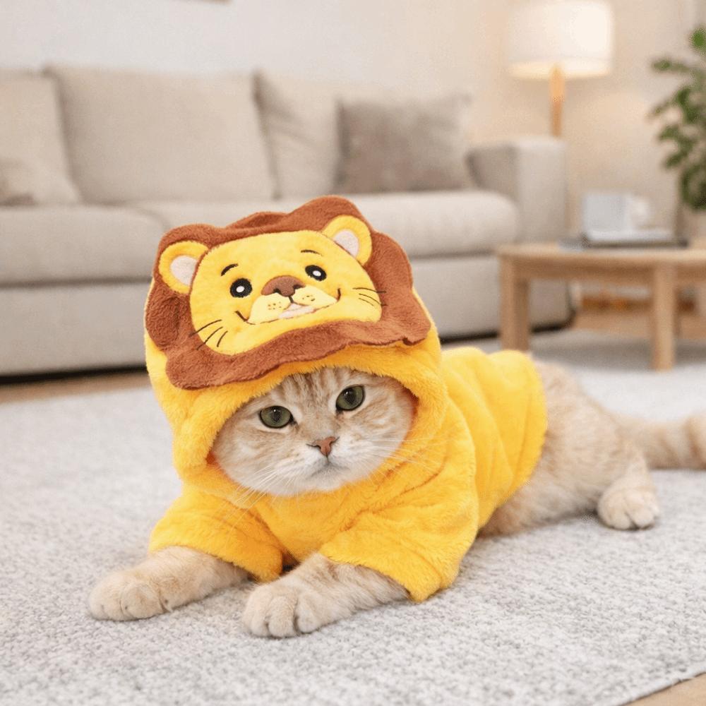 Soft Dog Lion Costume Animal Pattern Pet Transformation Costume Dog Jumpsuits  Autumn Winter