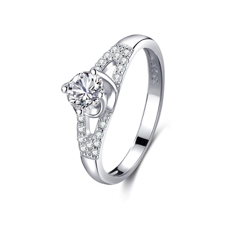 S925 Sterling Silver Women's Ring - White Gold Electroplated, Classic Rose Design, Light Luxury Finger Jewelry