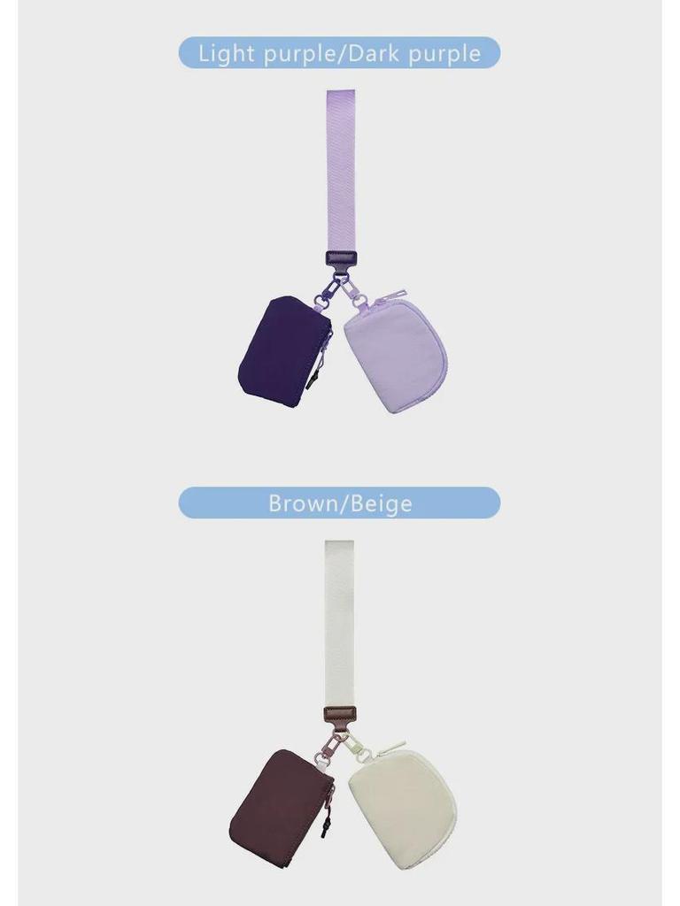 Lulu Multifunctional Waterproof Nylon Wrist Bag: Stylish Double-Pocket Coin, Card Purse & Key Chain.