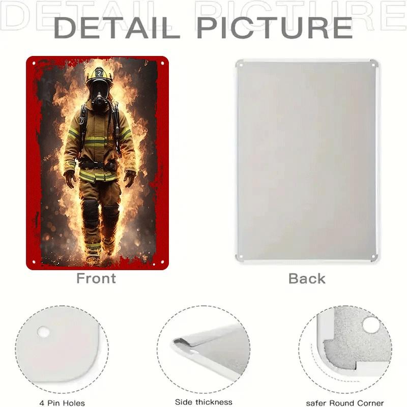 1 Piece: A Metal Wall Hanging Plaque Paying Tribute To Firefighters, Featuring a Metallic Texture. Suitable for Living Room Deco