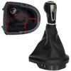 Seat Leon II 05-13 BLACK ECO LEATHER Gear Shift Knob + Gaiter with Frame 5 SPEEDS
