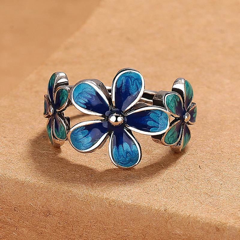 Women's Cloisonné Enamel Flower Ring