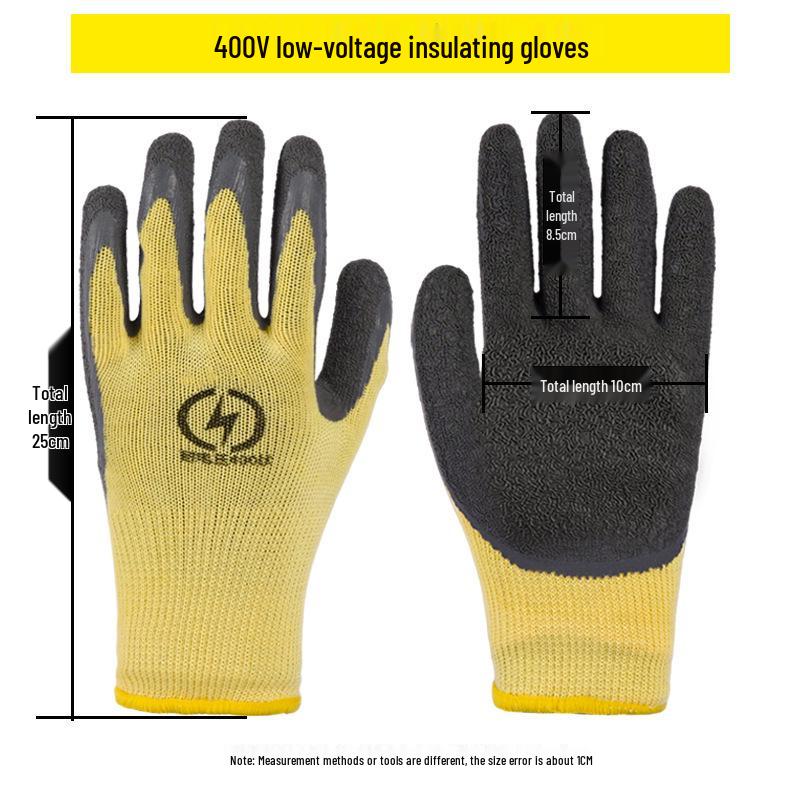 Electrician's Insulating Anti-Slip Gloves - Wear-Resistant, 400V/380V/220V Protection