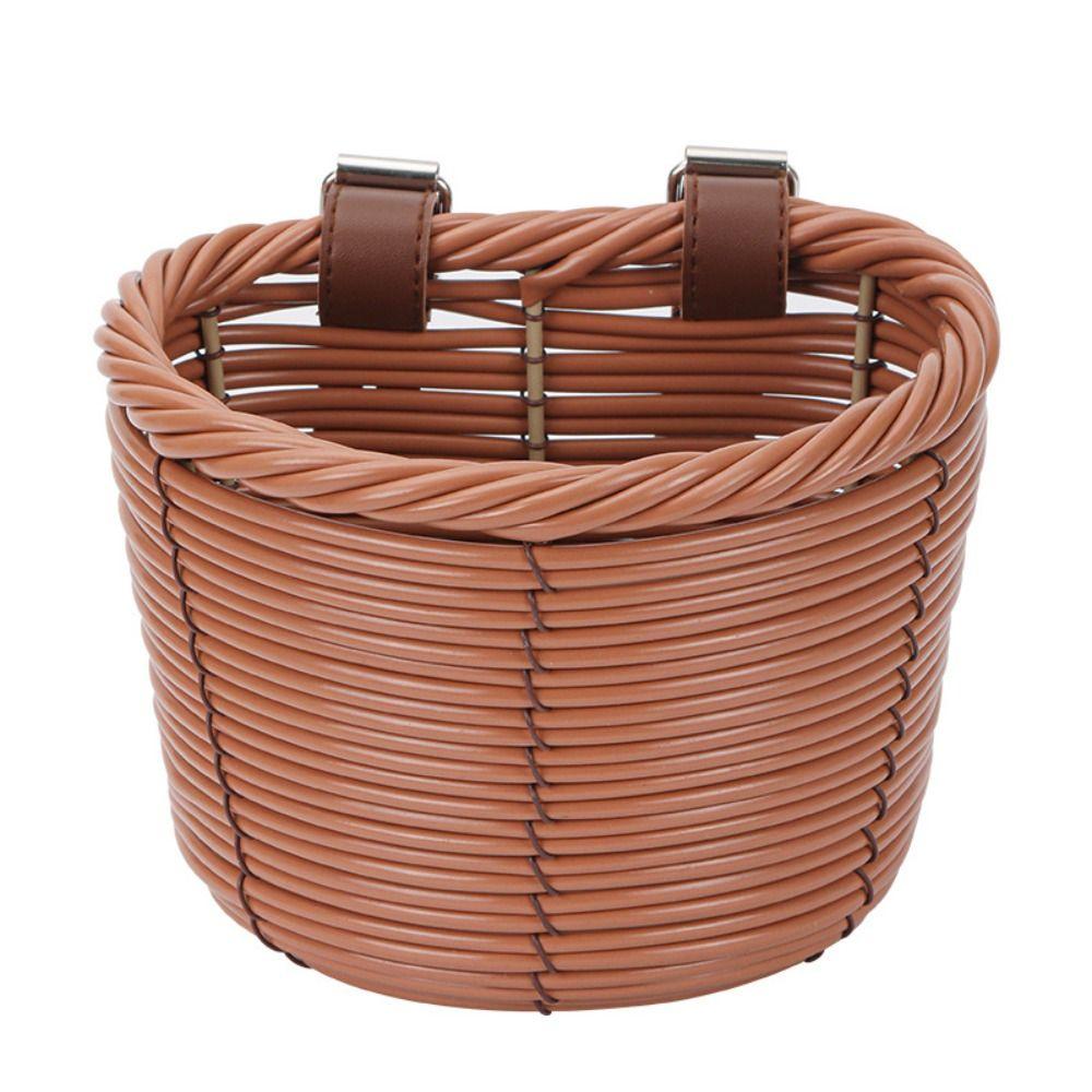 Plastic Front Handle Carrier Retro Woven Children's Bicycle Scooter Basket