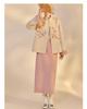 Autumn/Winter Double-Sided Wool Color Block Suit: Stand Collar Frog Button Top + Skirt Set (NX009)