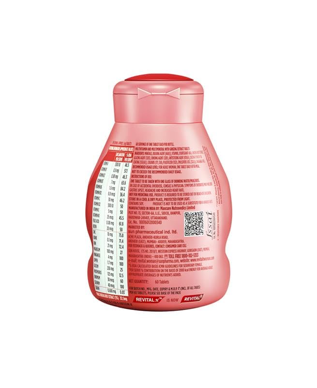 Revital Für Frauen Mit Multivitaminen, Kalzium, Zink & Natürlichem Ginseng Für Tägliche Immunität Starke Knochen - 60 Tabletten