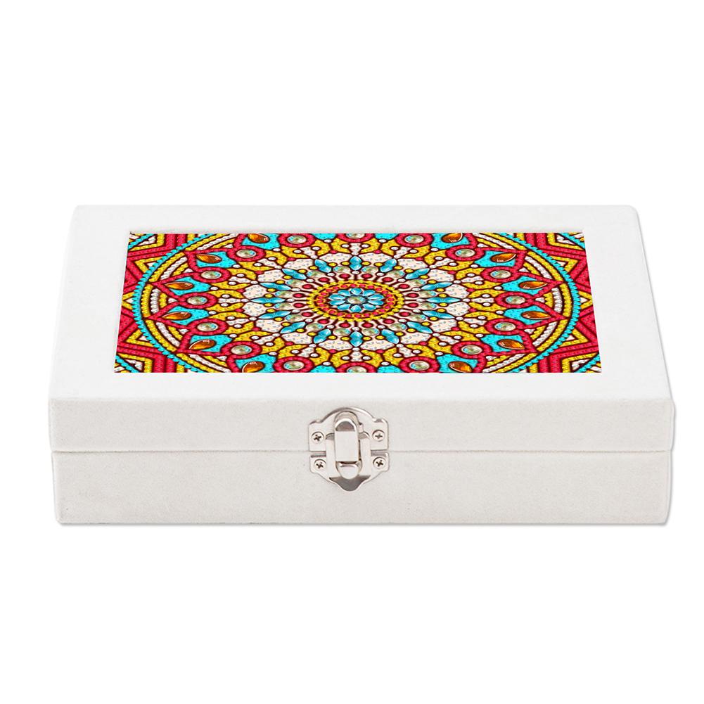 Special Shape Abstract Color Block Diamond Painting Jewelry Storage Box PU Leather Jewelry Case for Necklaces Earrings Rings