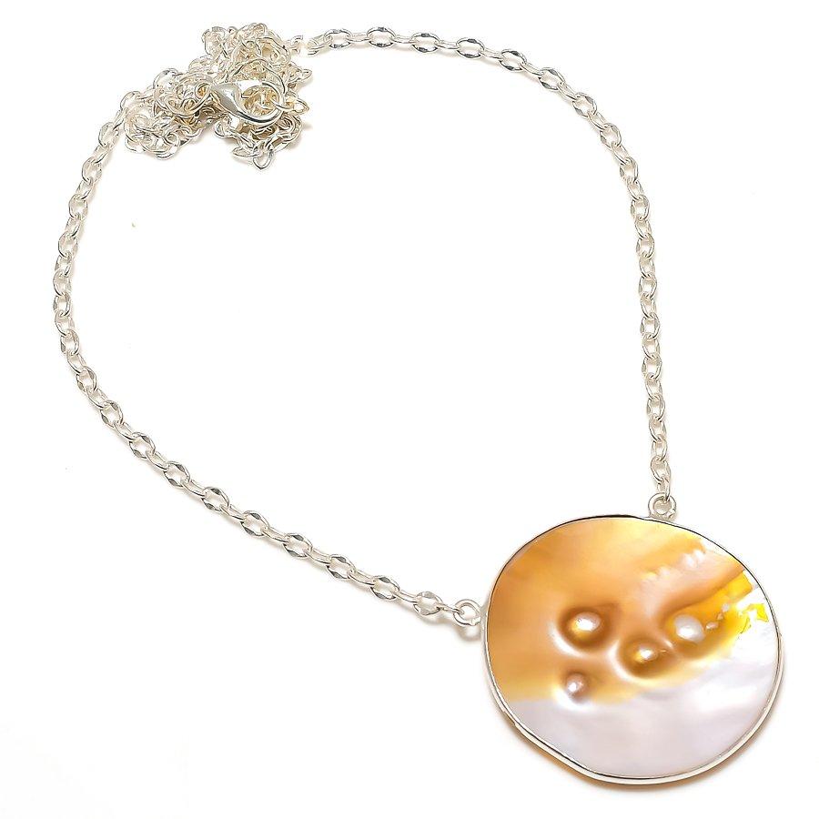 Biwa Pearl Gemstone Handmade 925 Sterling Silver Jewelry Necklace 20" GK-5368