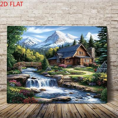Rustic Mountain Landscape Tapestry Wall Hanging Scenic Forest Cabin Artwork Lodge Home Decor Art Canvas Decor for Bedroom Living