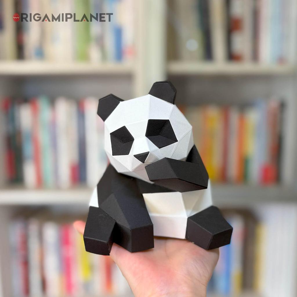 ORIGAMIPLANET 3D Origami Paper Craft Kit Panda Fun DIY 3D Panda Paper Art Model for Teens Easy Handmade Animal Figure Sculpture Gift Set for Bookshelf