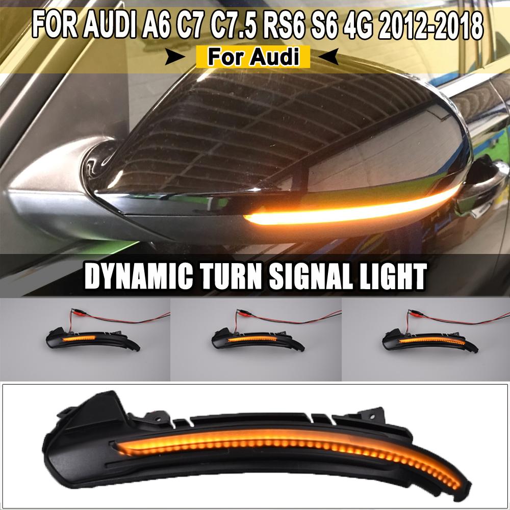 2Pieces LED Dynamic Turn Signal Light for A6 C7 C7.5 RS6 S6 4G 2012-2018 Car Side Wing Rearview Mirror Blinker Indicator