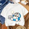 2026 Casual Round Neck Boys and Girls Summer T-Shirt Doraemon Fashion Cartoon Design