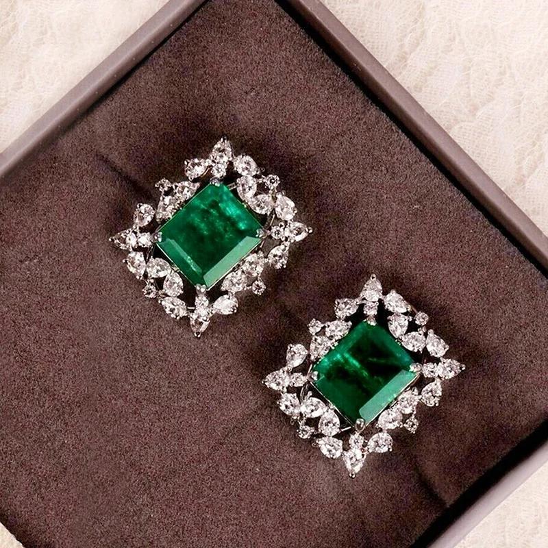 

CAOSHI Fashion Gorgeous Green Zirconia Earrings for Daily Party Luxury Delicate Copper Color Zircon for Engagement Ceremony