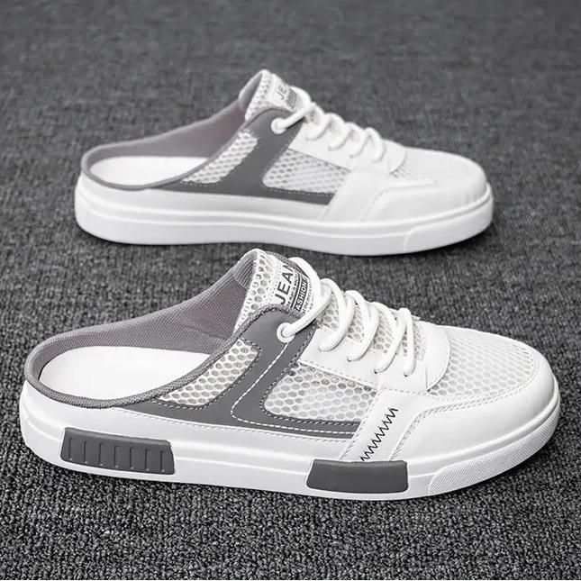 

Тапочки-полутапочки мужские летние дышащие полые сетчатые ленивые тапочки с одной педалью без каблука офисные тапочки большого размера для сумки на голову 46