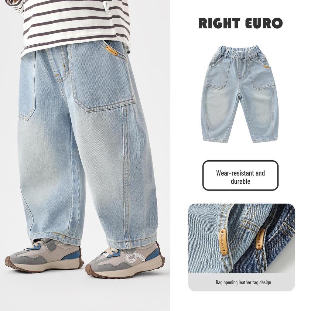 European Boys' Jeans, Spring 2026 Collection, Medium-Large, Casual Style for Kids (Spring/Autumn).