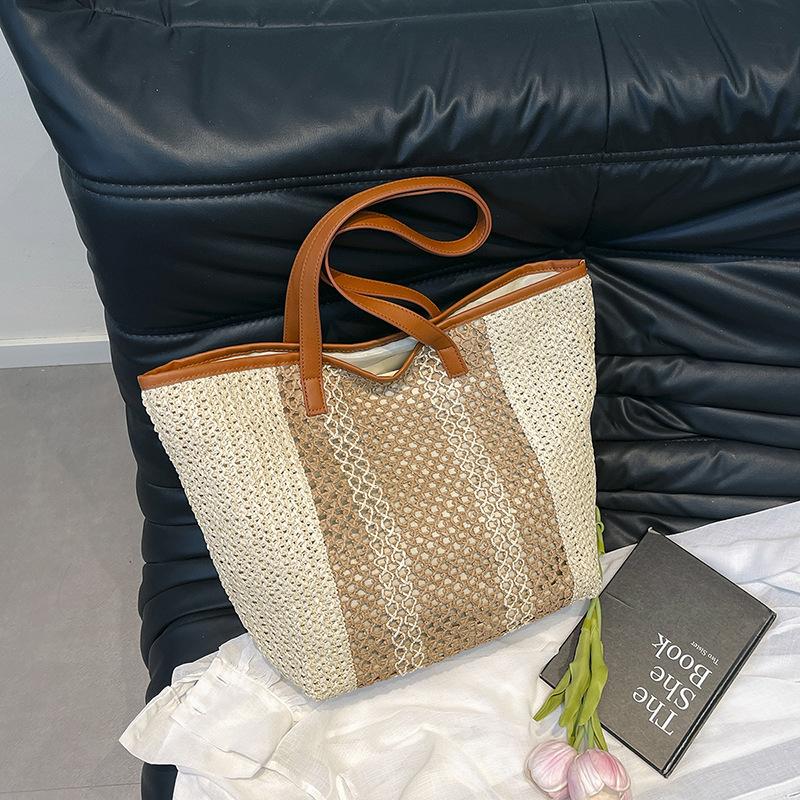 

Модная сумка-тоут, премиальная сумка под мышкой, новая женская простая соломенная сумка, сумка на плечо большой вместимости.