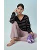 Iolo Metallic Stripe V-Neck_Black