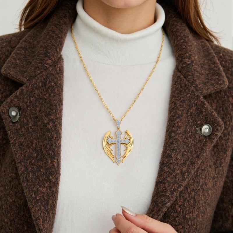 Fashionable Crosses Necklace Including Adjustable Chain Retro Designs Alloy Materials for Everyday Elegant Charm