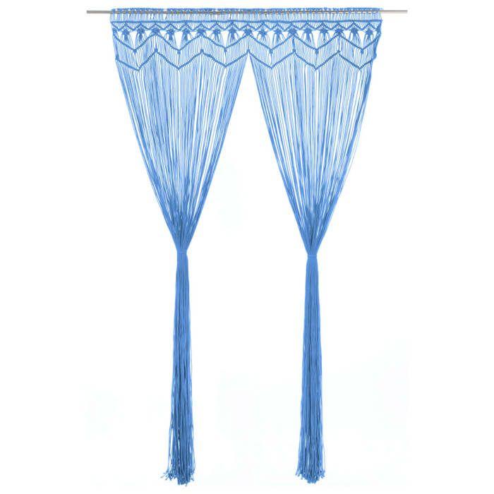 VidaXL Rideau Séparateur de Pièce Store de Fenêtre Rideau de Porte Rideau de Fenêtre Maison Vitrine Intérieur Macramé Bleu 323988