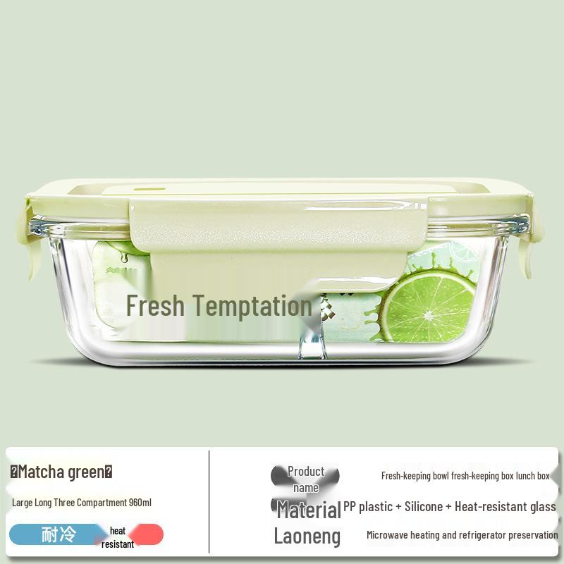 Ciotola Bento in Vetro per Microonde - Resistente alle Alte Temperature, Grande Capacità, Pranzo Ermetico