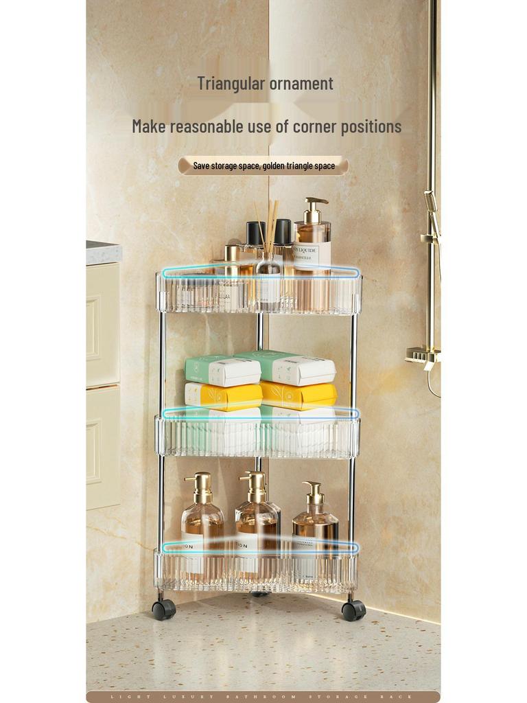 Bathroom Rolling Storage Rack: 2 To 4-Layer Multi-Tier Movable Organizer for Toilet and Washbasin Areas