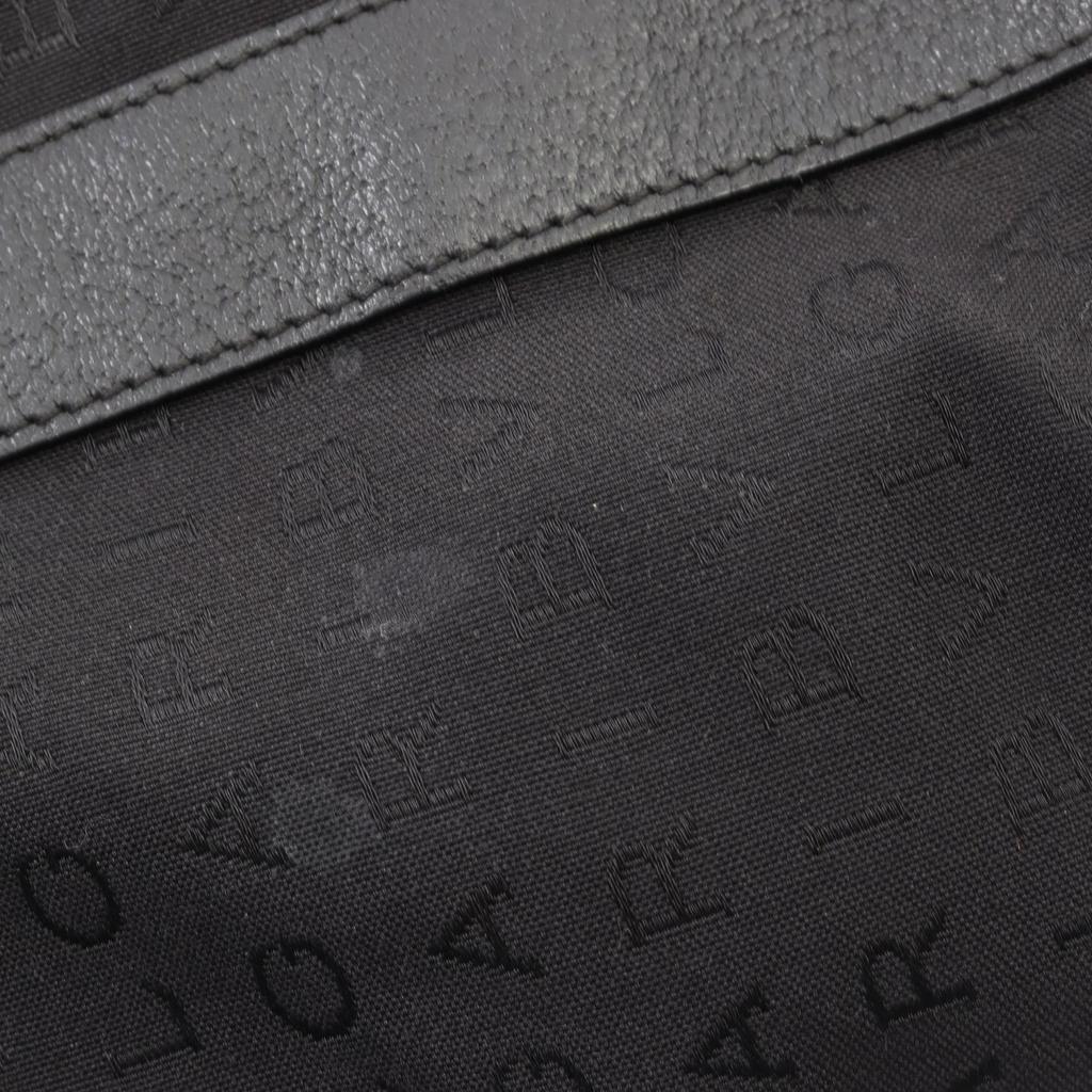 Used BVLGARI Logo Mania Tote Bag Canvas Leather Black Used Women