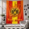 Tapiserie de agățat pe perete cu nume și text personalizate, Tapiserie decorativă Borussia Dortmund pentru dormitor