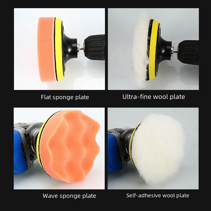 Free Shipping Car Beauty Kit: Self-Adhesive Wool & Sponge Polishing Wheels for Hand Drill