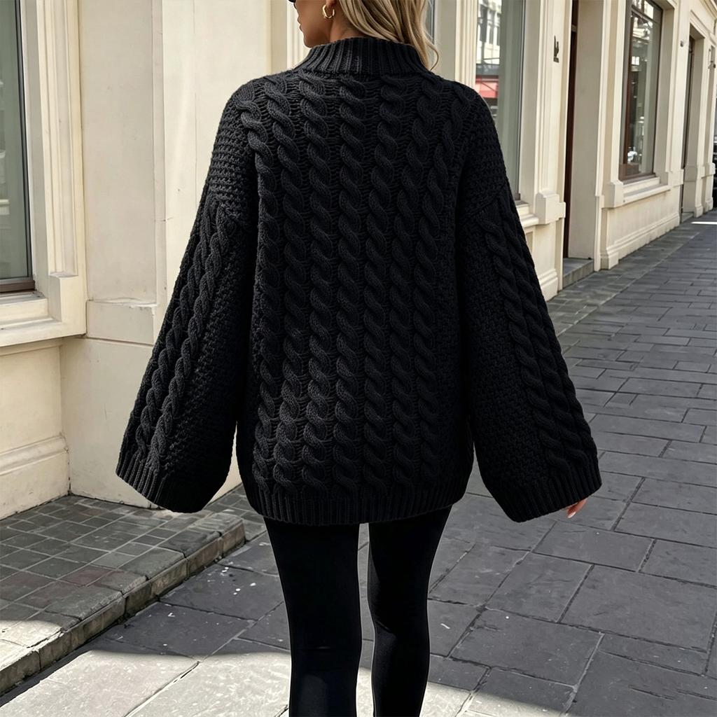 Women's Long Sleeve Pullover Sweater, Oversized Thick Knit Sweater for Fall and Winter