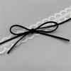 White Lace Bow Choker Clavicle Necklace Korean Style Sweet Women Neck Jewelry