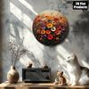 3D Metal Wildflower Wall Art 8x8 Inch Round Aluminum Sign 2D Floral Plaque for Home Kitchen Decor Cafe Office