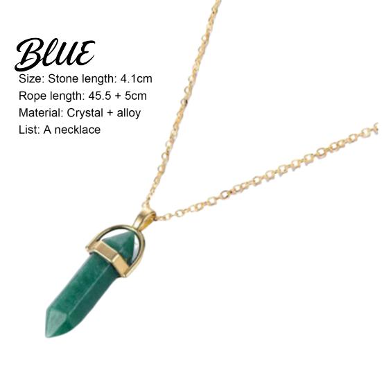 Women Necklace Pendant Faux Crystal Stone Decorative Metal Chain Jewelry Accessories