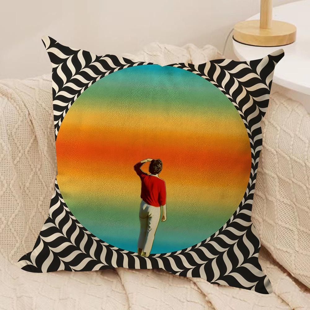 MMariano PPeccinetti Op Art Cushion Cover Silky Short Plush Invisible Zipper Dustproof Sofa Pillow Case For Home Decor