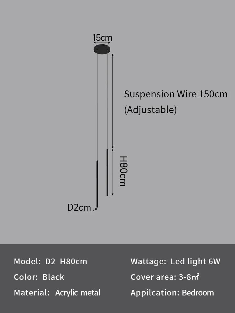 Modern design long pendant light bedroom bedside reading LED pendant light living room coffee room decoration lighting fixtures