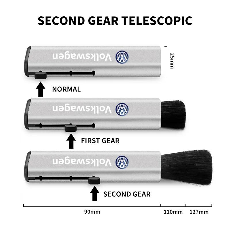 VW Für Volkswagen Einziehbarer Auto-Lüftungsschlitz-Reinigungspinsel Auto-Emblem Detail Staubentferner Für Volkswagen VW GTI Rline R Golf Amaro