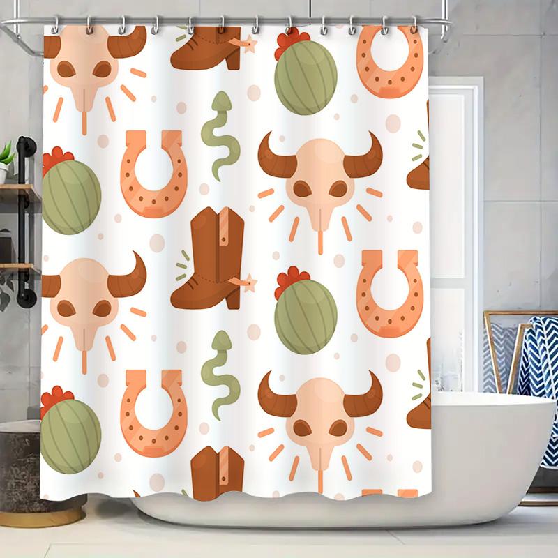 

Western Cowboy Print Shower Curtain Decorative Waterproof Bath Rug Mat Set Bathroom Accessories Home Decoration 90x180cm